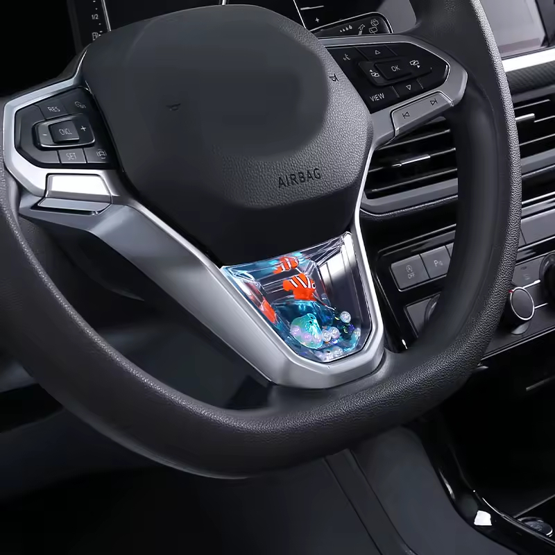 Cute Car Interior Kits Transparent Liquid Sequins Floating Doll Acrylic Shell