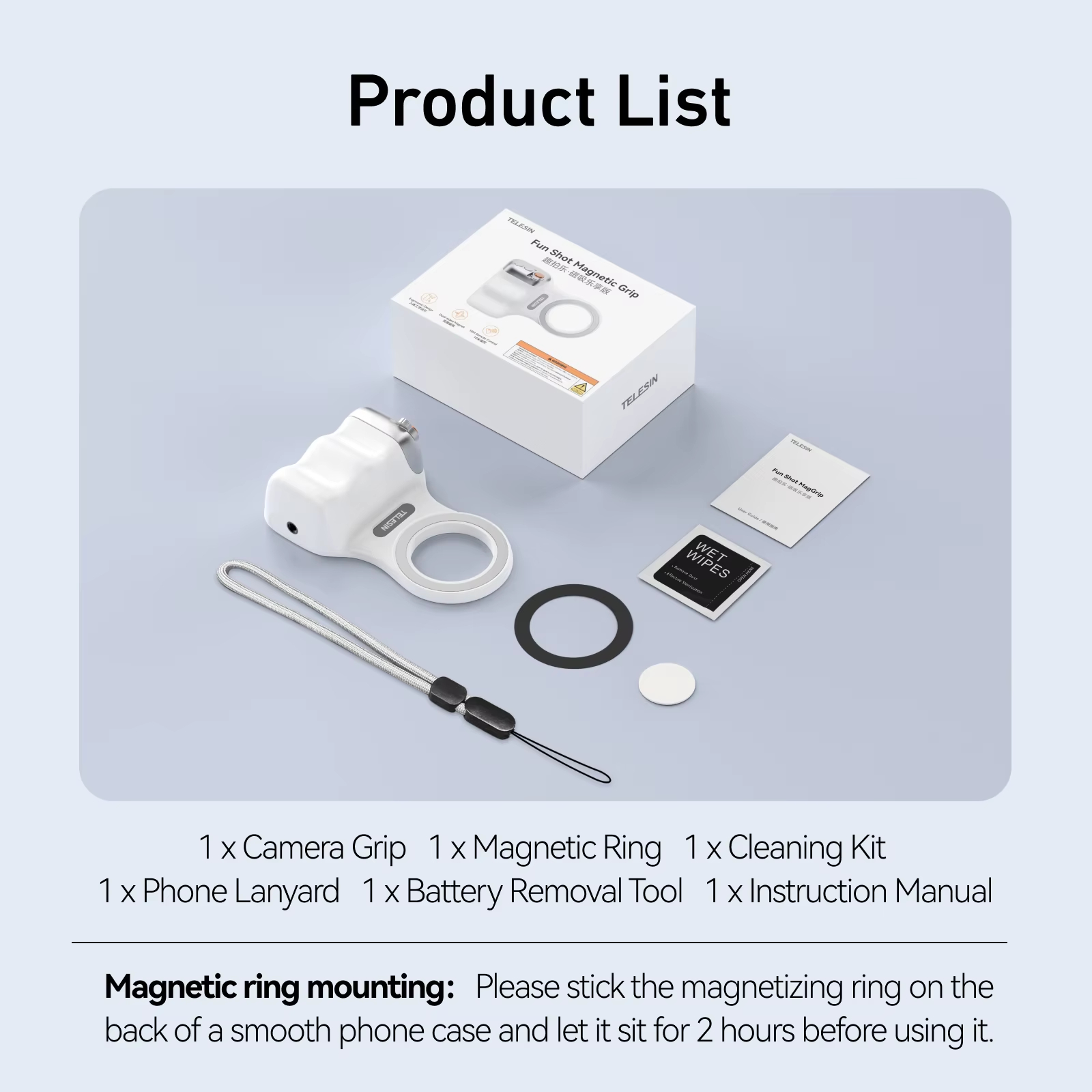 Magnetic ABS Selfie LED Lights Phone Holder Photography Aid with Hand Grip for Remote Mobile Use