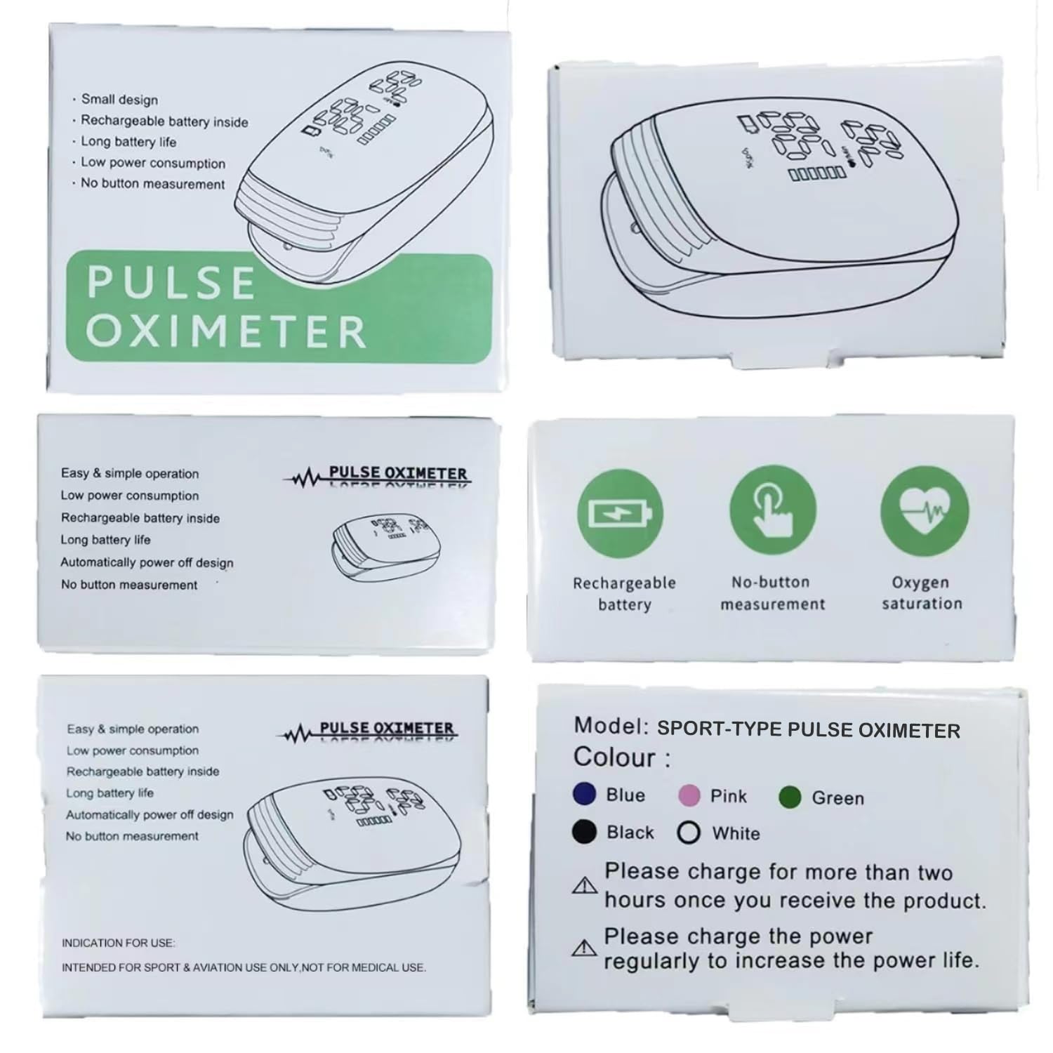 Oximeter, Blood Oxygen Meter, Fingertip Pulse Oximeter, Rechargeable Pulse Oximeter, Accurate Rapid Blood Oximeter SpO2 Reading Outdoor Sports Wide Use