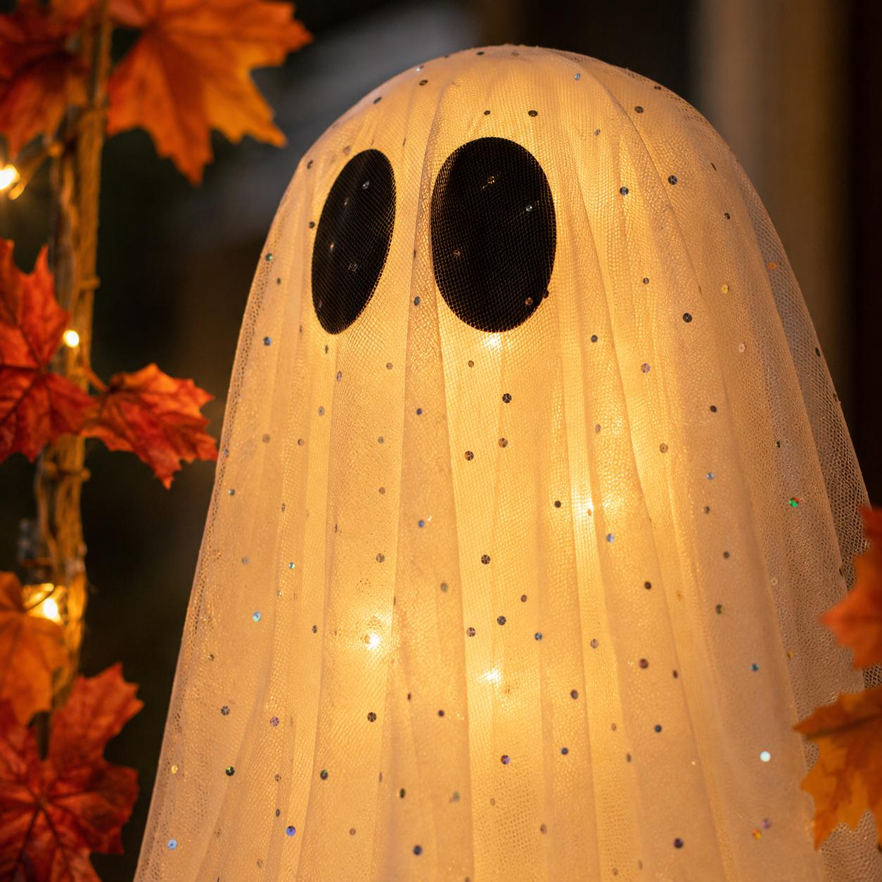 Halloween Ghost Swing Decor, Lighted Hanging Porch Decoration for Halloween Lovers