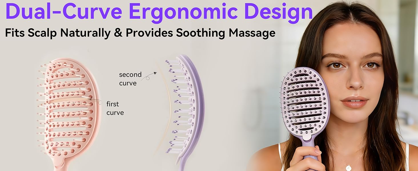 Dual-Curve Ergonomic Design， Fits Scalp Naturally &amp;amp; Provides Soothing Massage