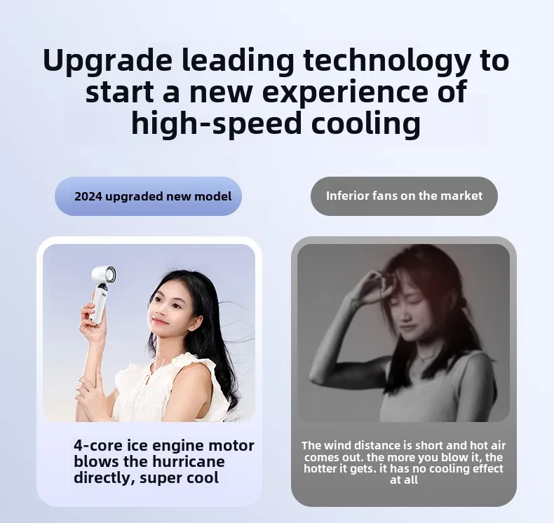 Portable Mini USB Charging Fan New Foldable Handheld Digital Display Turbine Powerful Three-Speed Wind for Car Household Use
