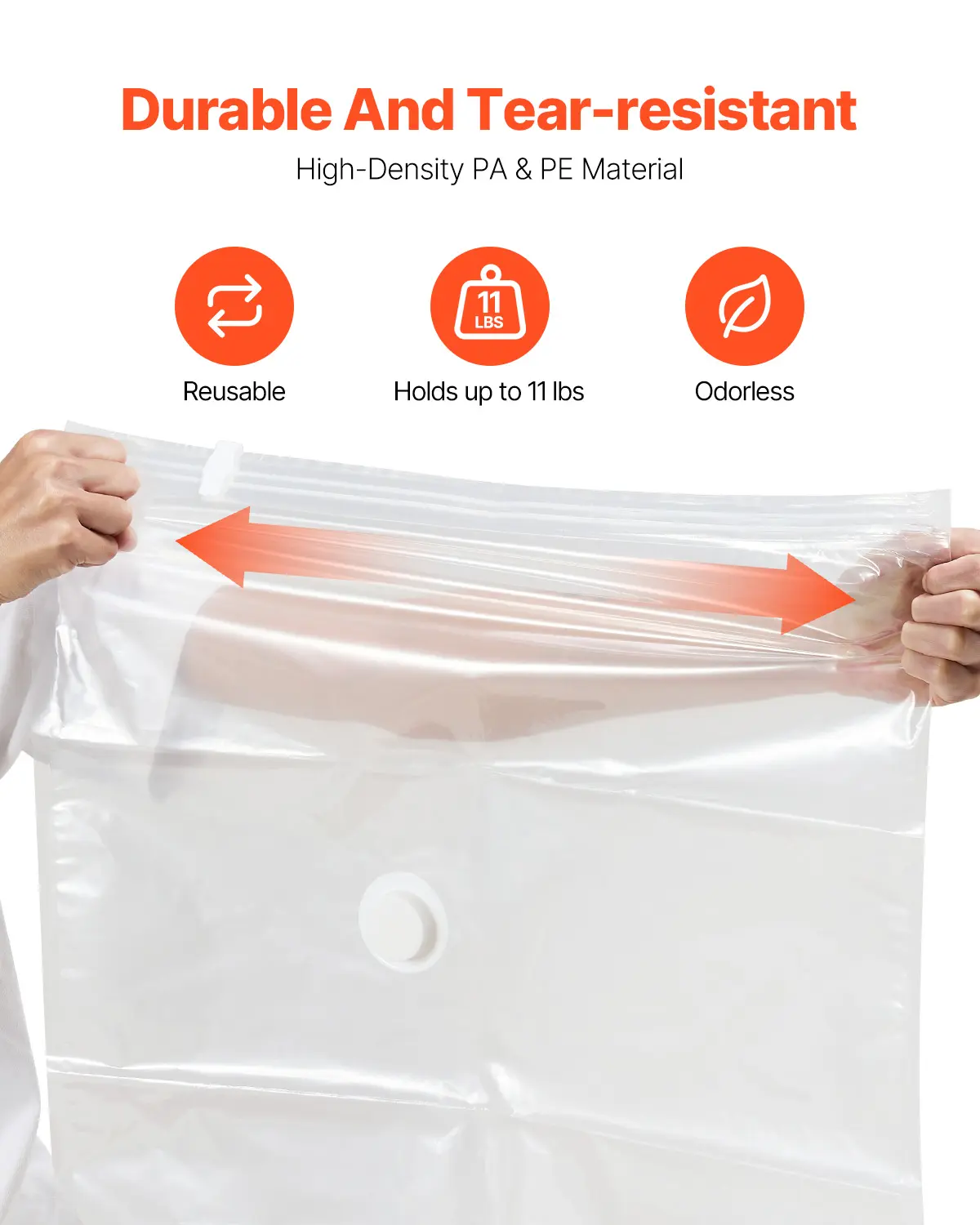VEVOR Vacuum Storage Bags, 10 Jumbo Space Saver Bags with Hand Pump, Save 80% Space