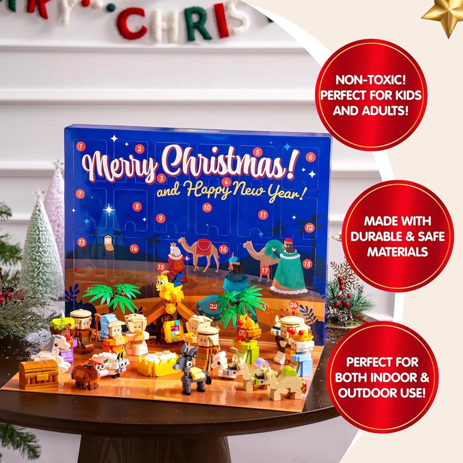 Nativity Advent Calendar Building Blocks, 24 Days Christmas Themed Build