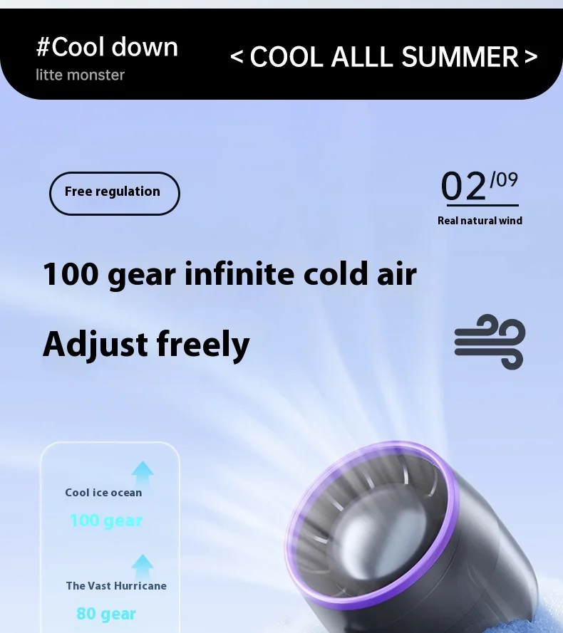 Portable Mini USB Charging Fan New Foldable Handheld Digital Display Turbine Powerful Three-Speed Wind for Car Household Use