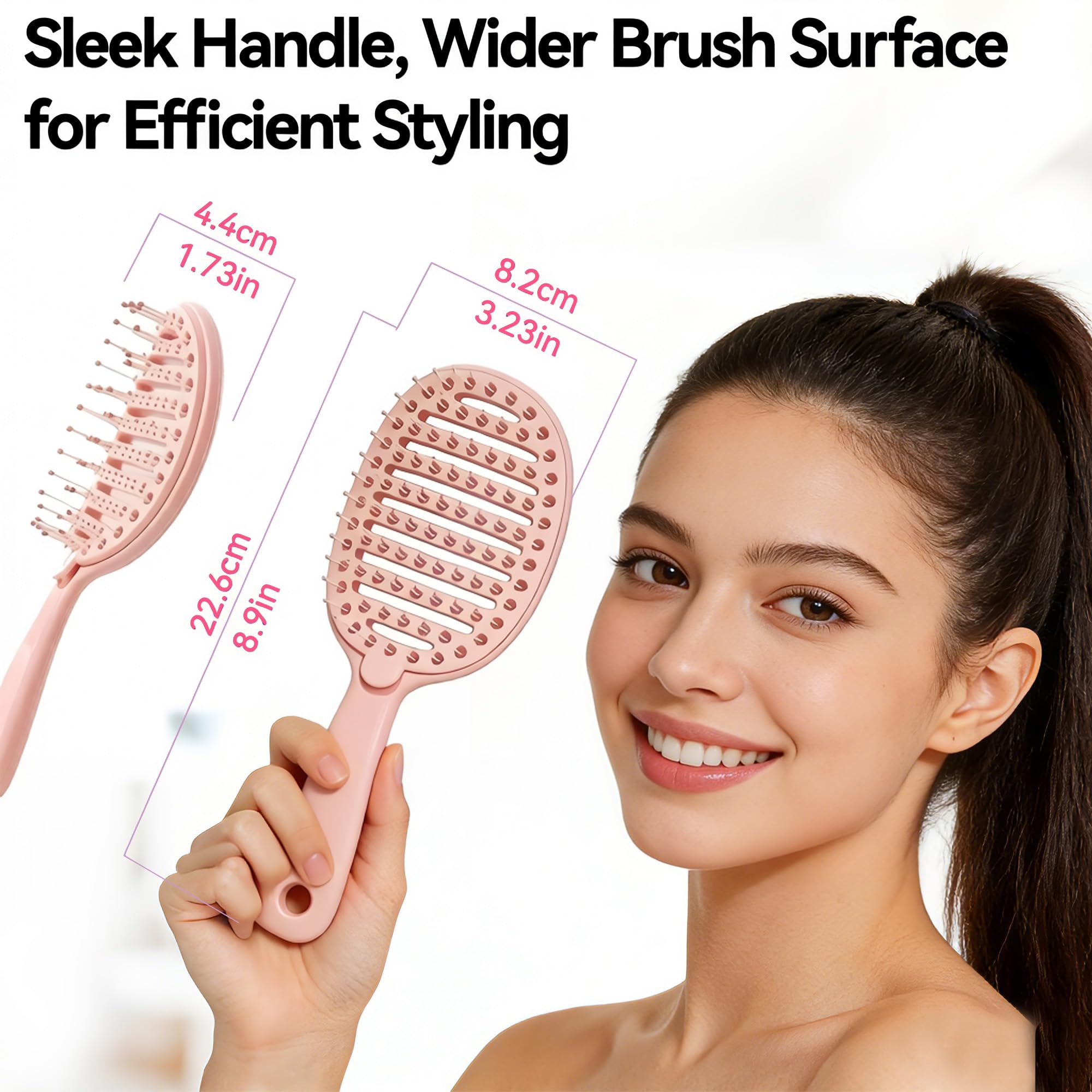 Self Cleaning Hair Brush, Curved Vented Detangler Brush for Faster Blow Drying