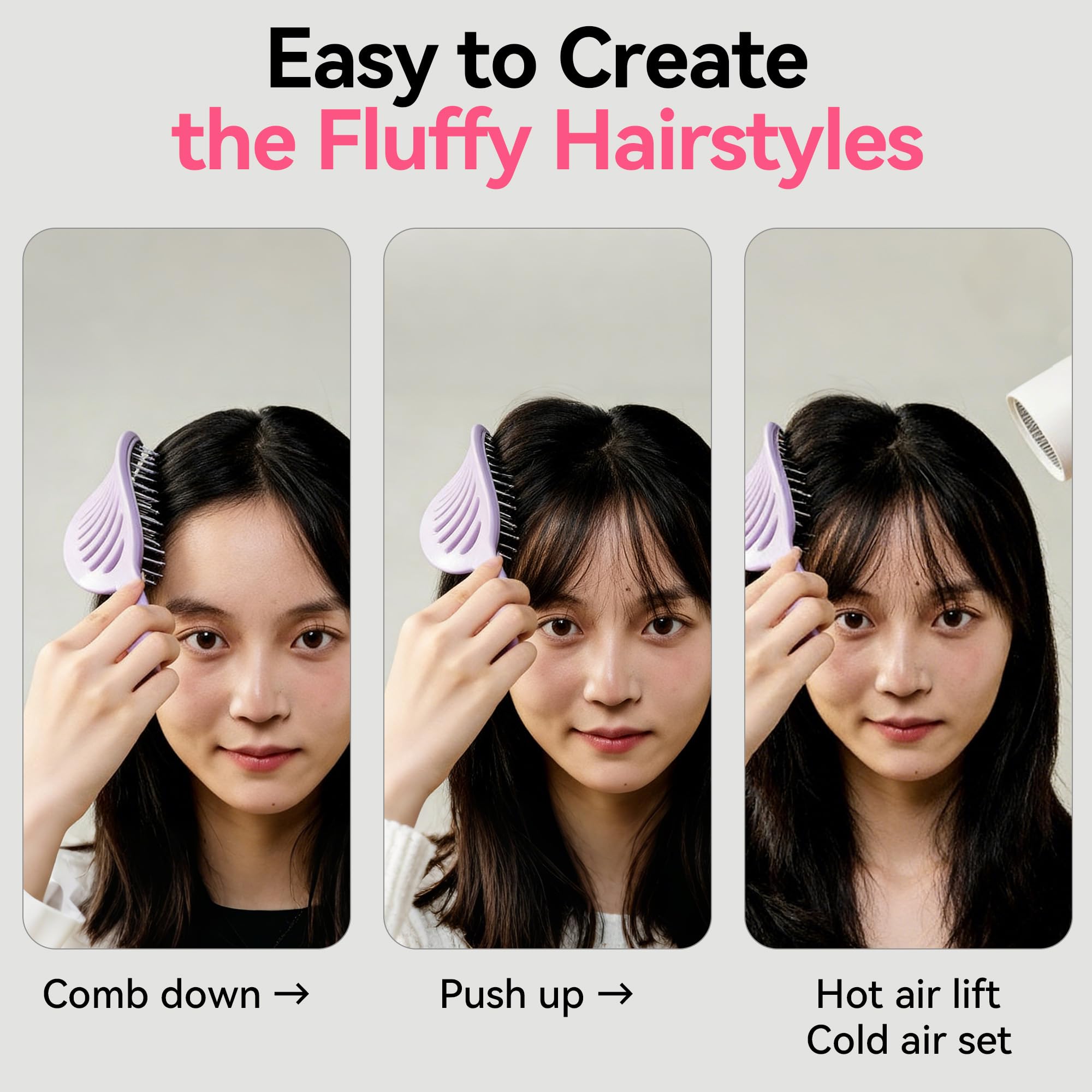 Self Cleaning Hair Brush, Curved Vented Detangler Brush for Faster Blow Drying