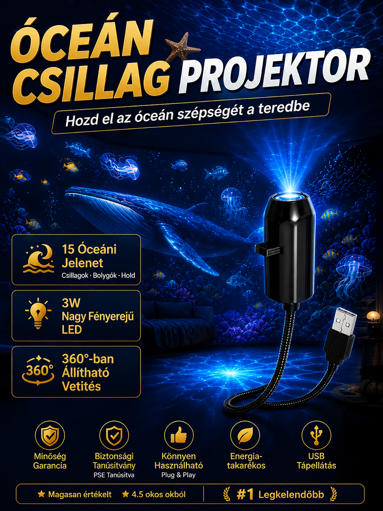 【Új érkezők 50% kedvezménnyel】🌈Kreatív mélytengeri projektor! 🌠Váltson 15 csillagos jelenet között! 🌟Szemkímélő és biztonságos PSE-fény.