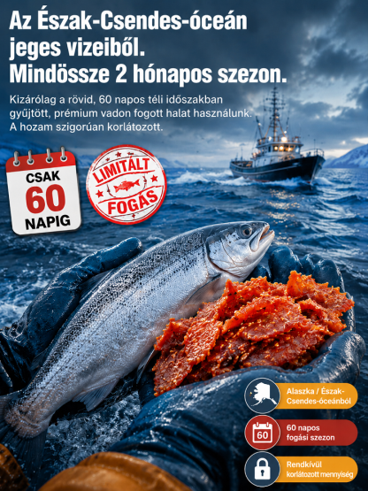 [200 darab/csomag] Alaszkai Vad tőkehal Jerky - Mézes-csípős szezámmagos | Magas fehérjetartalmú - Tartósítószermentes 🌶️🎣