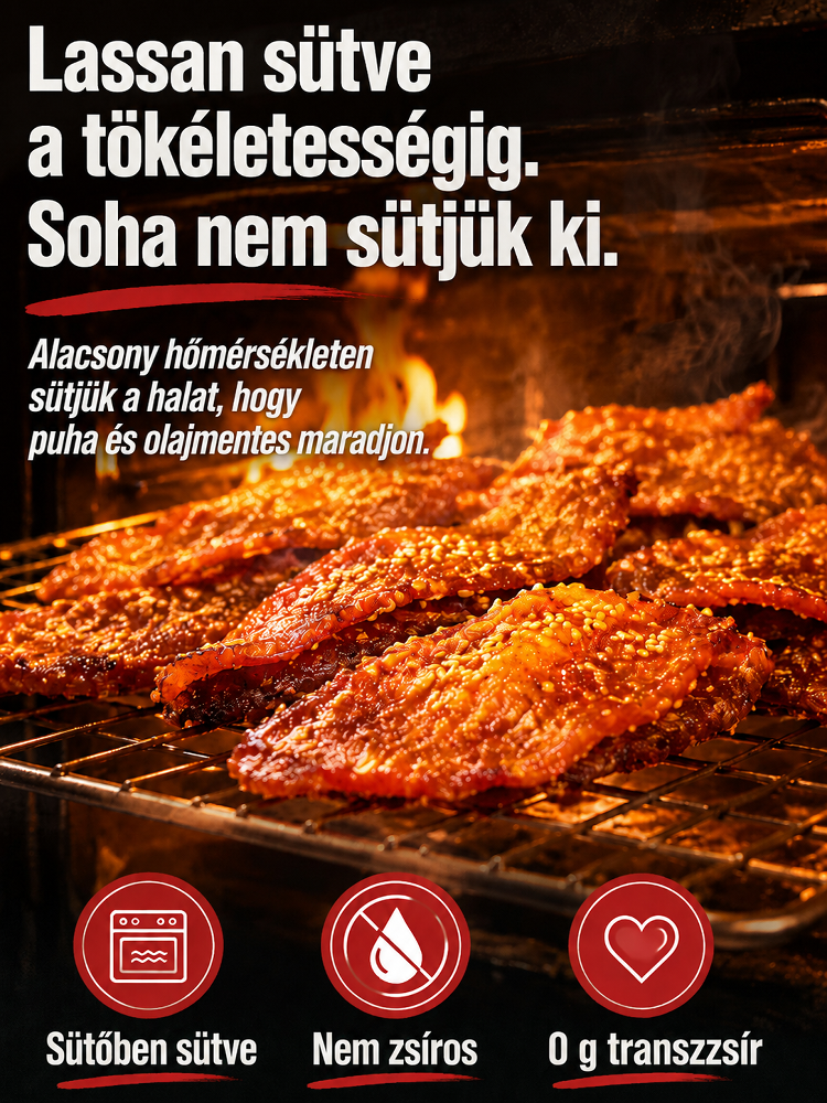 [200 darab/csomag] Alaszkai Vad tőkehal Jerky - Mézes-csípős szezámmagos | Magas fehérjetartalmú - Tartósítószermentes 🌶️🎣