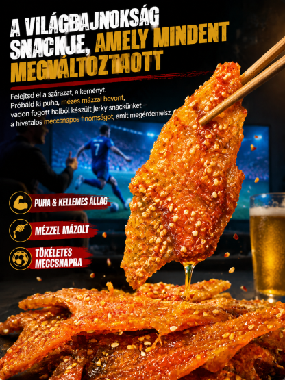 [200 darab/csomag] Alaszkai Vad tőkehal Jerky - Mézes-csípős szezámmagos | Magas fehérjetartalmú - Tartósítószermentes 🌶️🎣