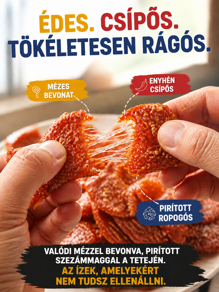 [200 darab/csomag] Alaszkai Vad tőkehal Jerky - Mézes-csípős szezámmagos | Magas fehérjetartalmú - Tartósítószermentes 🌶️🎣