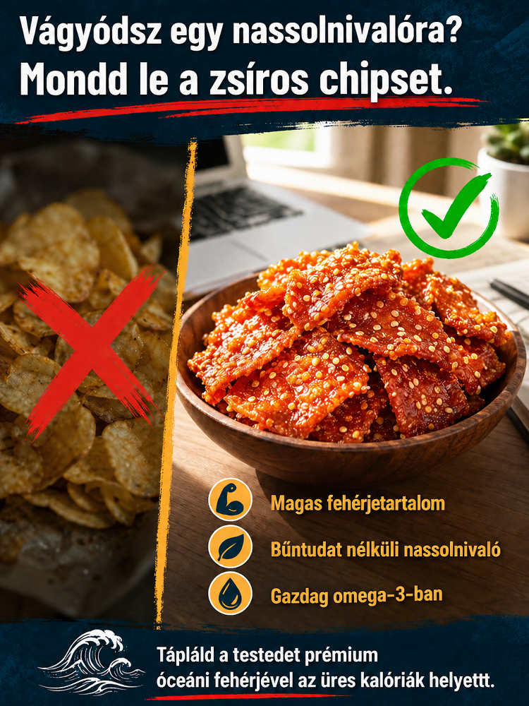 [200 darab/csomag] Alaszkai Vad tőkehal Jerky - Mézes-csípős szezámmagos | Magas fehérjetartalmú - Tartósítószermentes 🌶️🎣