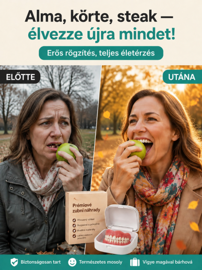 👍Szilikon Fogsor Ragasztó Nélkül - Egyen és Mosolyogjon Magabiztosan Fájdalom Nélkül