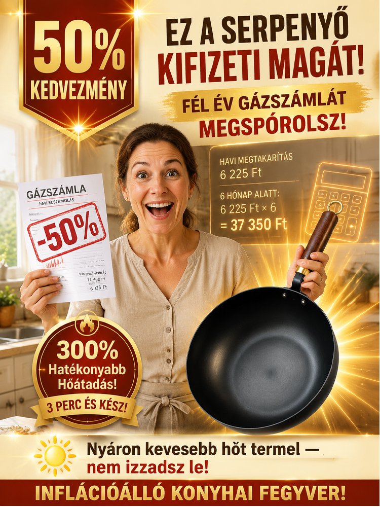 👍Elpusztíthatatlan Tapadásmentes Vas Serpenyő | Zéró Vegyszer & Fém Lapát Álló (-50%)