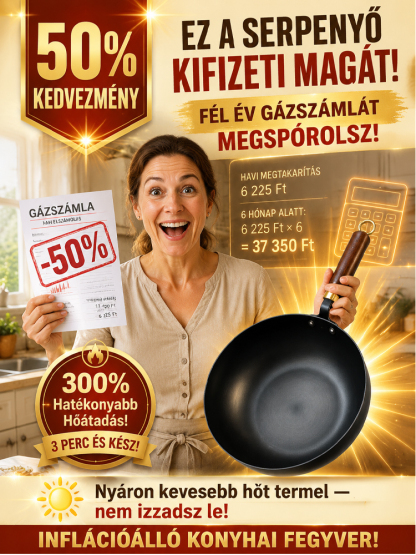 👍Elpusztíthatatlan Tapadásmentes Vas Serpenyő | Zéró Vegyszer & Fém Lapát Álló (-50%)