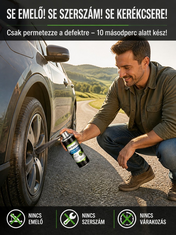 2-in-1 Villámgyors Defektjavító és Tömítőanyag -Könnyű Használat Nőknek és Kezdőknek is