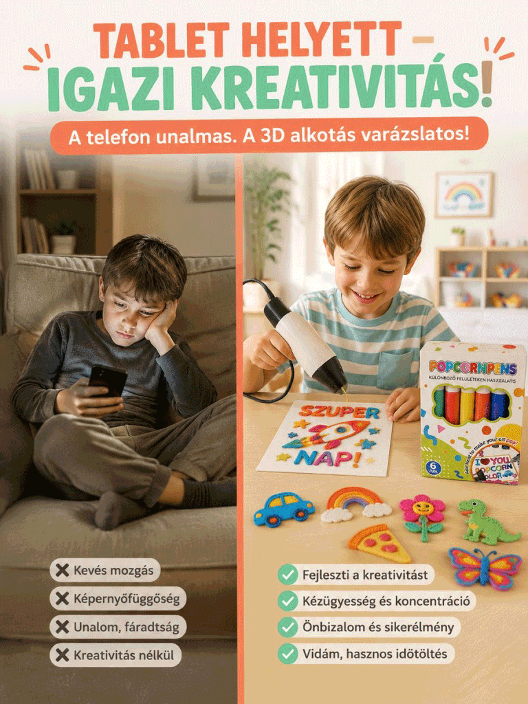 🔥Varázslatos 3D Puffadó Rajztoll Készlet - Kreatív Szórakozás Képernyők Nélkül