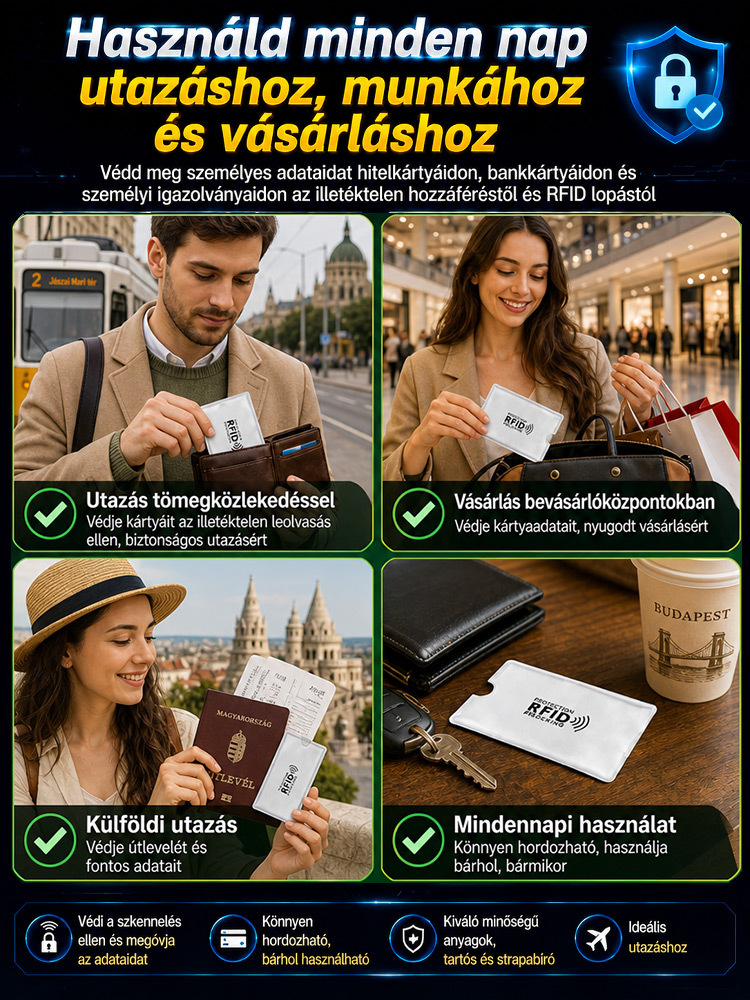 🛡️Ultravékony RFID/NFC Blokkoló Kártya - 100% Védelem Adatlopás Ellen (-50% AKCIÓ)