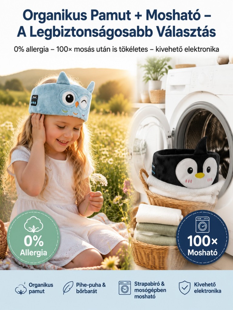 👍Prémium Gyermek Bluetooth Alvós Fejpánt Fülhallgató - Kényelmes Utazáshoz  Szuper Akció: -80%