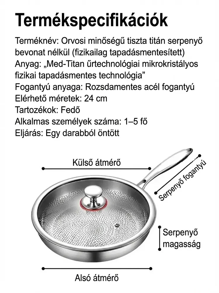 👍Prémium Orvosi Titán Serpenyő | Karcálló és 100% Tapadásmentes (PFAS Mentes) | [🔥 80% KEDVEZMÉNY]