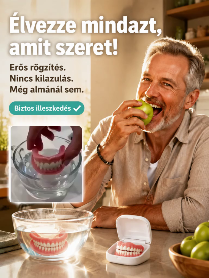👍Szilikon Fogsor Ragasztó Nélkül - Egyen és Mosolyogjon Magabiztosan Fájdalom Nélkül