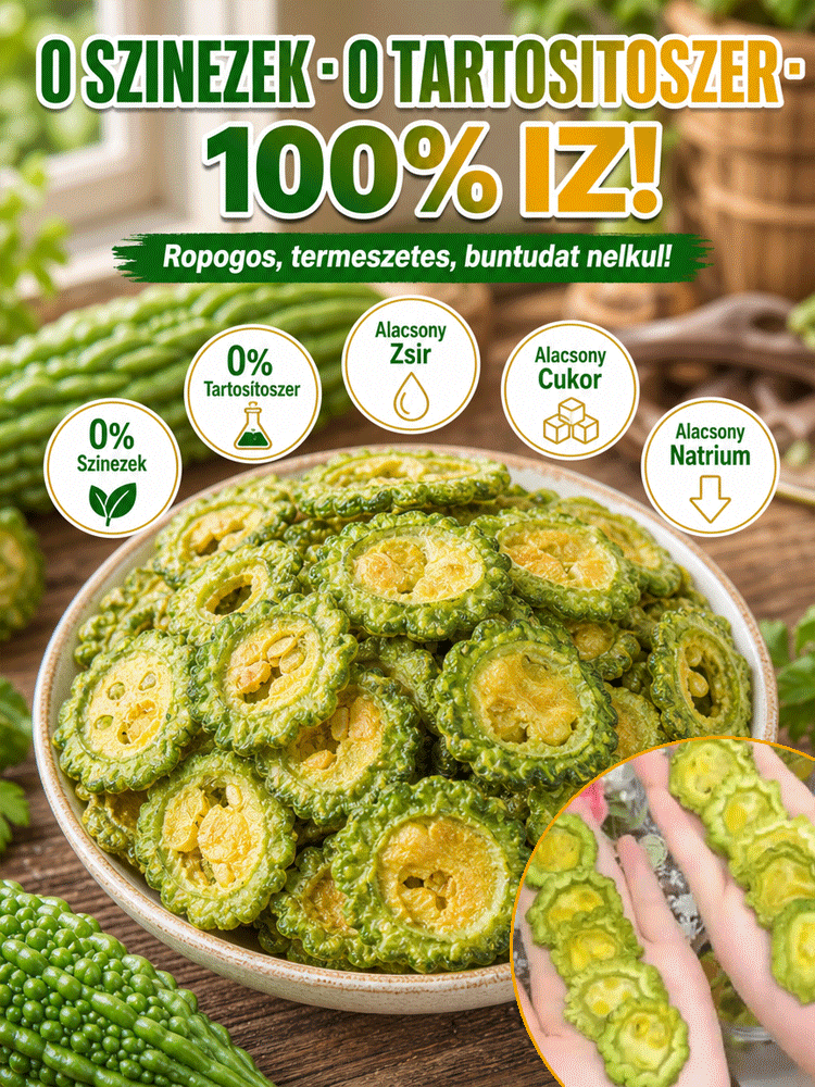 👍Ropogós Keserűdinnye Szeletek - Emésztést Segítő & Vércukor Támogató Napi Snack (Féláron + Ingyenes Szállítás)