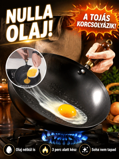 👍Elpusztíthatatlan Tapadásmentes Vas Serpenyő | Zéró Vegyszer & Fém Lapát Álló (-50%)