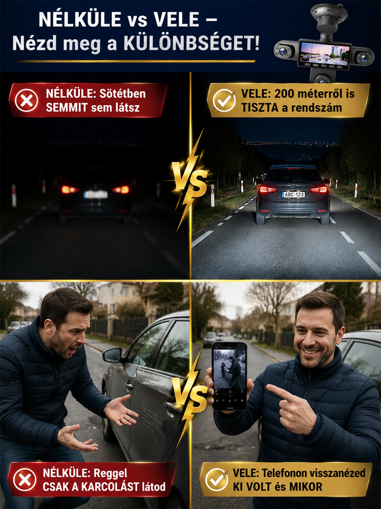 👍5-Kamerás 360° Okos Fedélzeti Kamera (Éjjellátó, 24/7 Parkolómód, Ütközés Zár) – 50% AKCIÓ + INGYEN SZÁLLÍTÁS