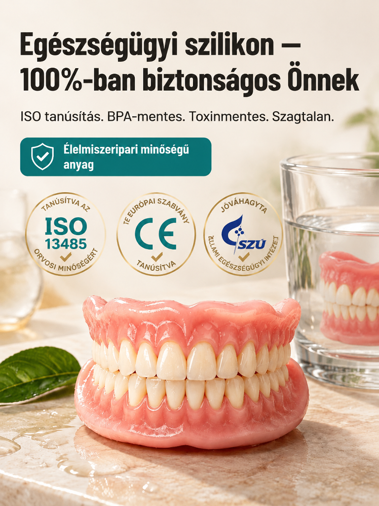 👍Szilikon Fogsor Ragasztó Nélkül - Egyen és Mosolyogjon Magabiztosan Fájdalom Nélkül