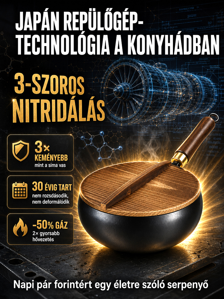 👍Elpusztíthatatlan Tapadásmentes Vas Serpenyő | Zéró Vegyszer & Fém Lapát Álló (-50%)
