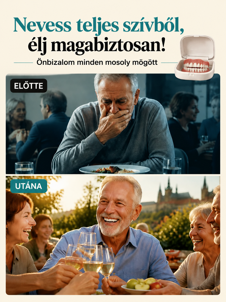 👍Szilikon Fogsor Ragasztó Nélkül - Egyen és Mosolyogjon Magabiztosan Fájdalom Nélkül