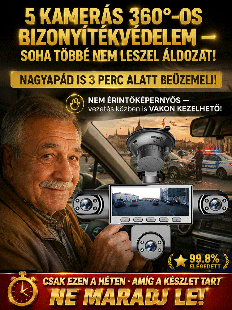 👍5-Kamerás 360° Okos Fedélzeti Kamera (Éjjellátó, 24/7 Parkolómód, Ütközés Zár) – 50% AKCIÓ + INGYEN SZÁLLÍTÁS