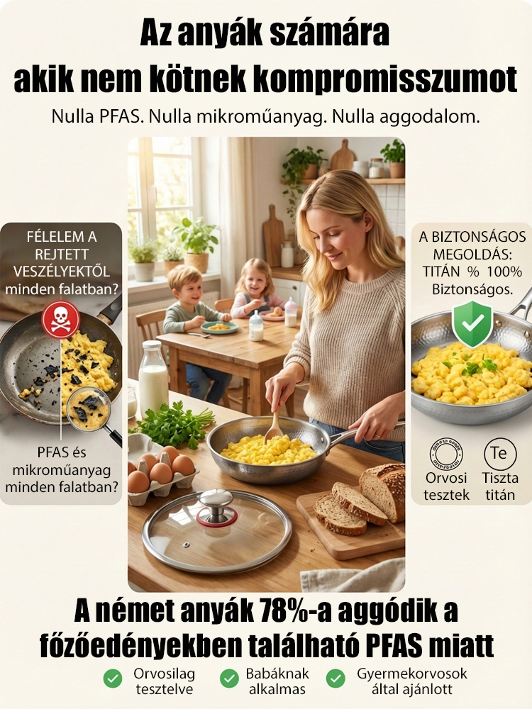 👍Prémium Orvosi Titán Serpenyő | Karcálló és 100% Tapadásmentes (PFAS Mentes) | [🔥 80% KEDVEZMÉNY]
