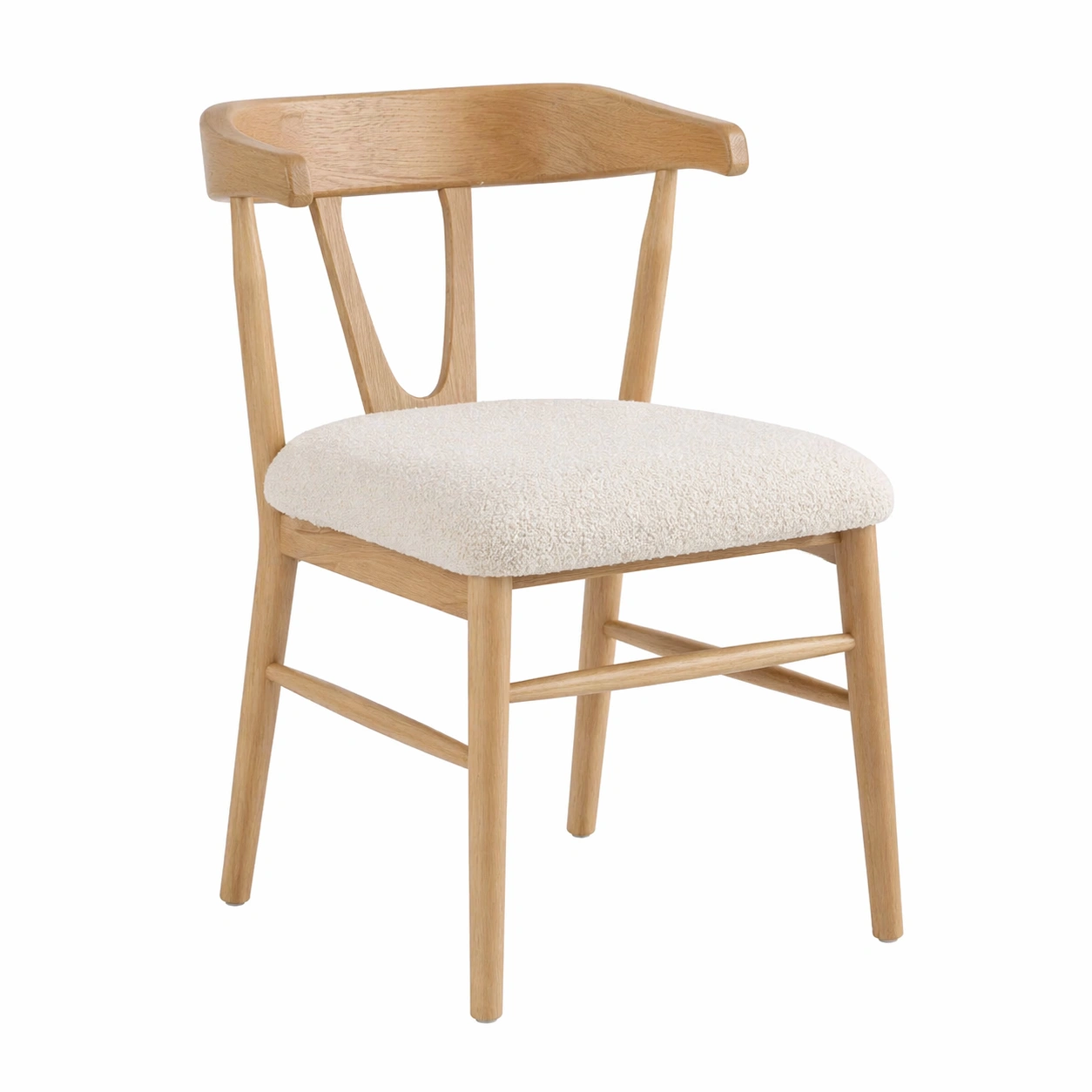 Silla de comedor de madera natural con asiento tapizado estilo nórdico-rendsphere