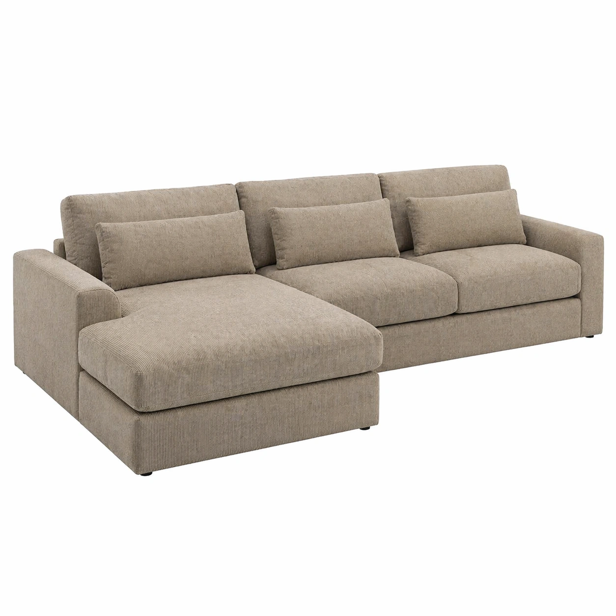 Sofá chaise longue izquierdo moderno tapizado en tela texturizada color taupe-rendsphere
