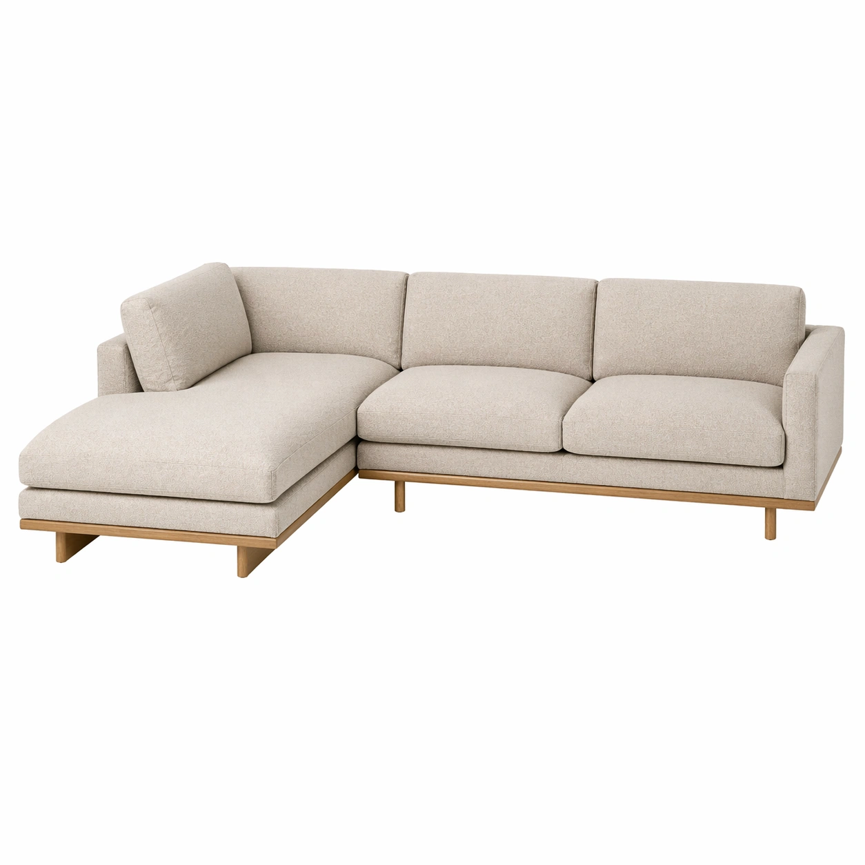 Sofá seccional moderno de 2 piezas con chaise izquierda en tela beige claro-rendsphere
