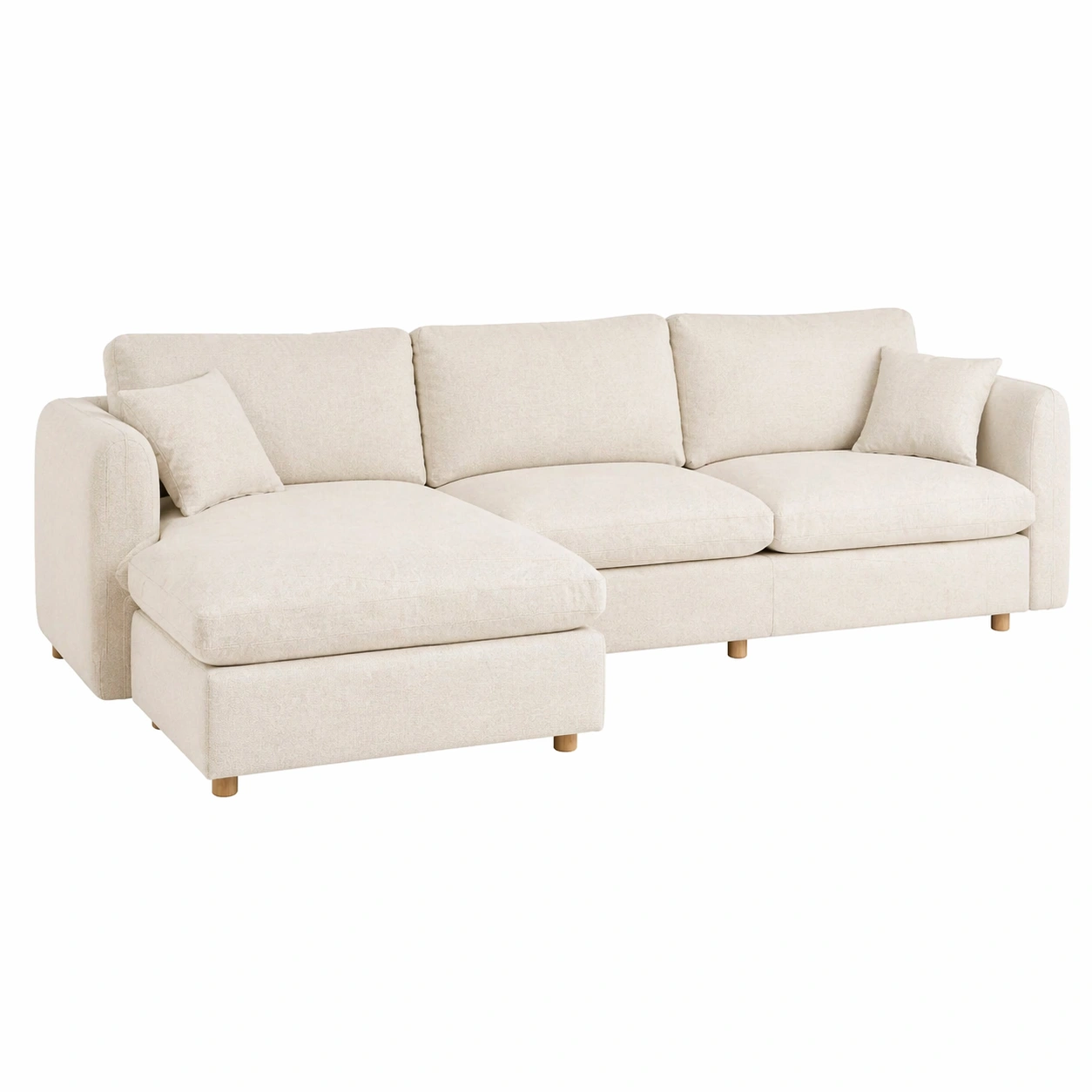 Sofa seccional de 3 piezas con otomana en tono crema y dise?o elegante contemporaneo-rendsphere