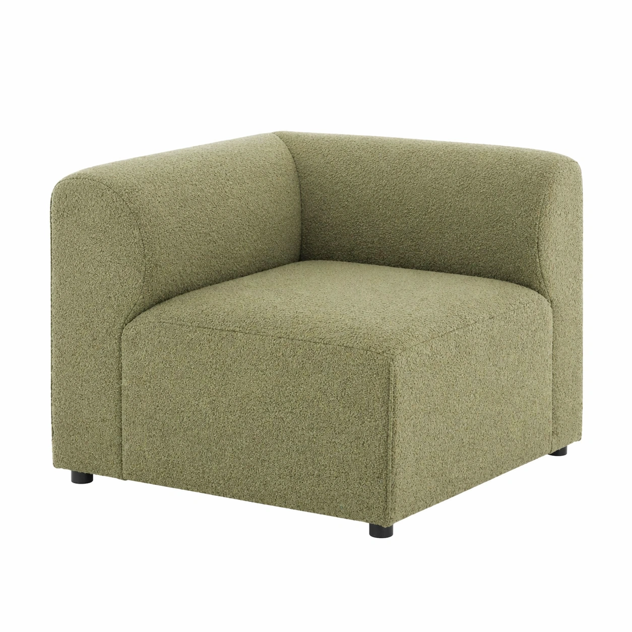 Módulo de esquina para sofá modular tapizado en bouclé color verde oliva-rendsphere