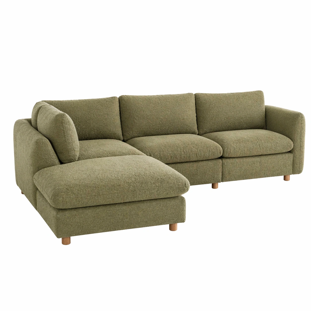Sofa seccional moderno de 4 piezas con otomana en tela verde oliva y dise?o modular-rendsphere