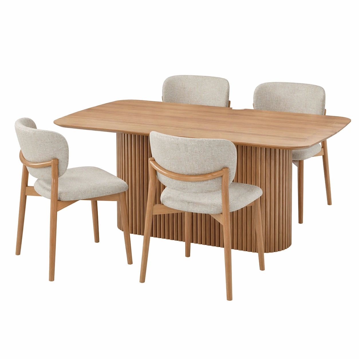 Mesa de comedor extensible con 4 sillas tapizadas dise?o nórdico 155/215x87 cm-rendsphere