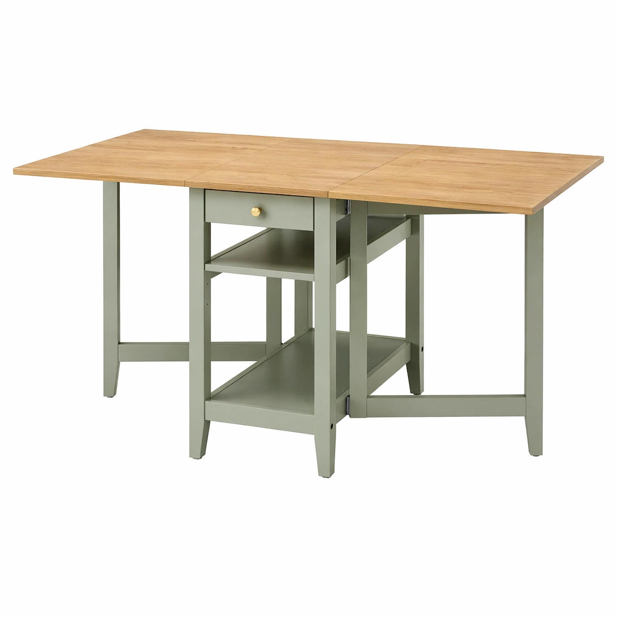 Mesa abatible extensible con almacenamiento integrado verde natural 48/104/159x85 cm-rendsphere