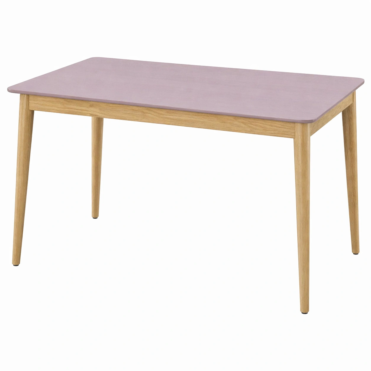 Mesa de comedor rectangular moderna 130x80 cm acabado madera natural y superficie rosa suave-rendsphere