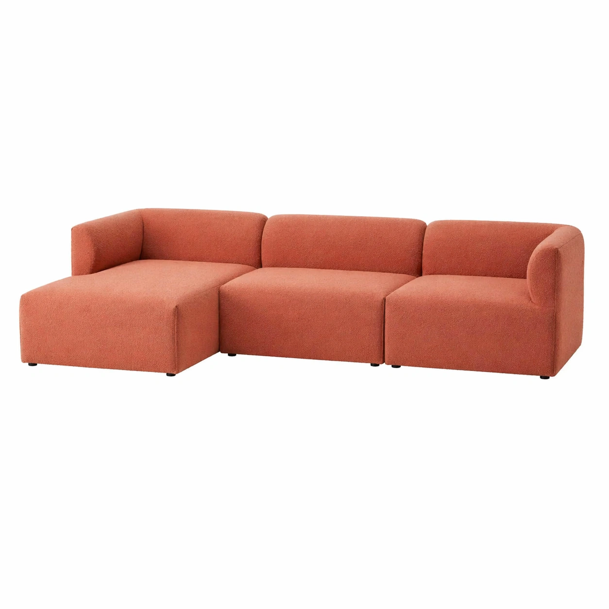 Sofá Seccional de 3 Piezas con Chaise Izquierda en Tela Naranja Terracota de Dise?o Moderno-nexarays