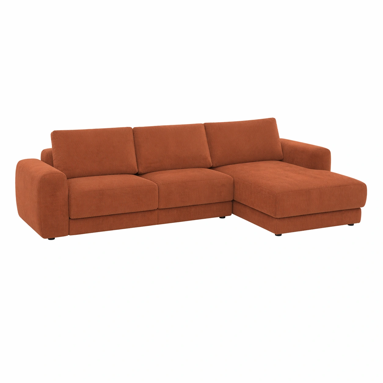 Sofa con chaise longue derecha de 3 plazas estilo moderno en tejido acanalado-nexarays