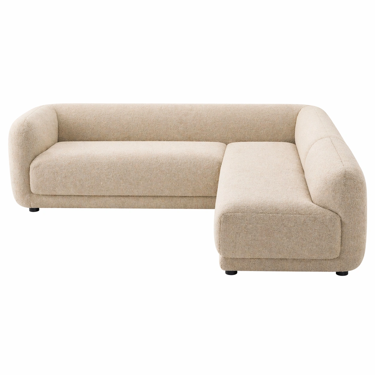 Sofá seccional moderno de 2 piezas con chaise derecha en tela bouclé color beige claro-nexarays