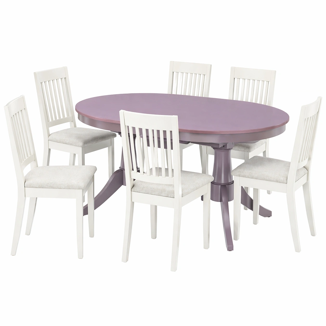 Conjunto de mesa de comedor extensible con 6 sillas en blanco y gris suave-nexarays