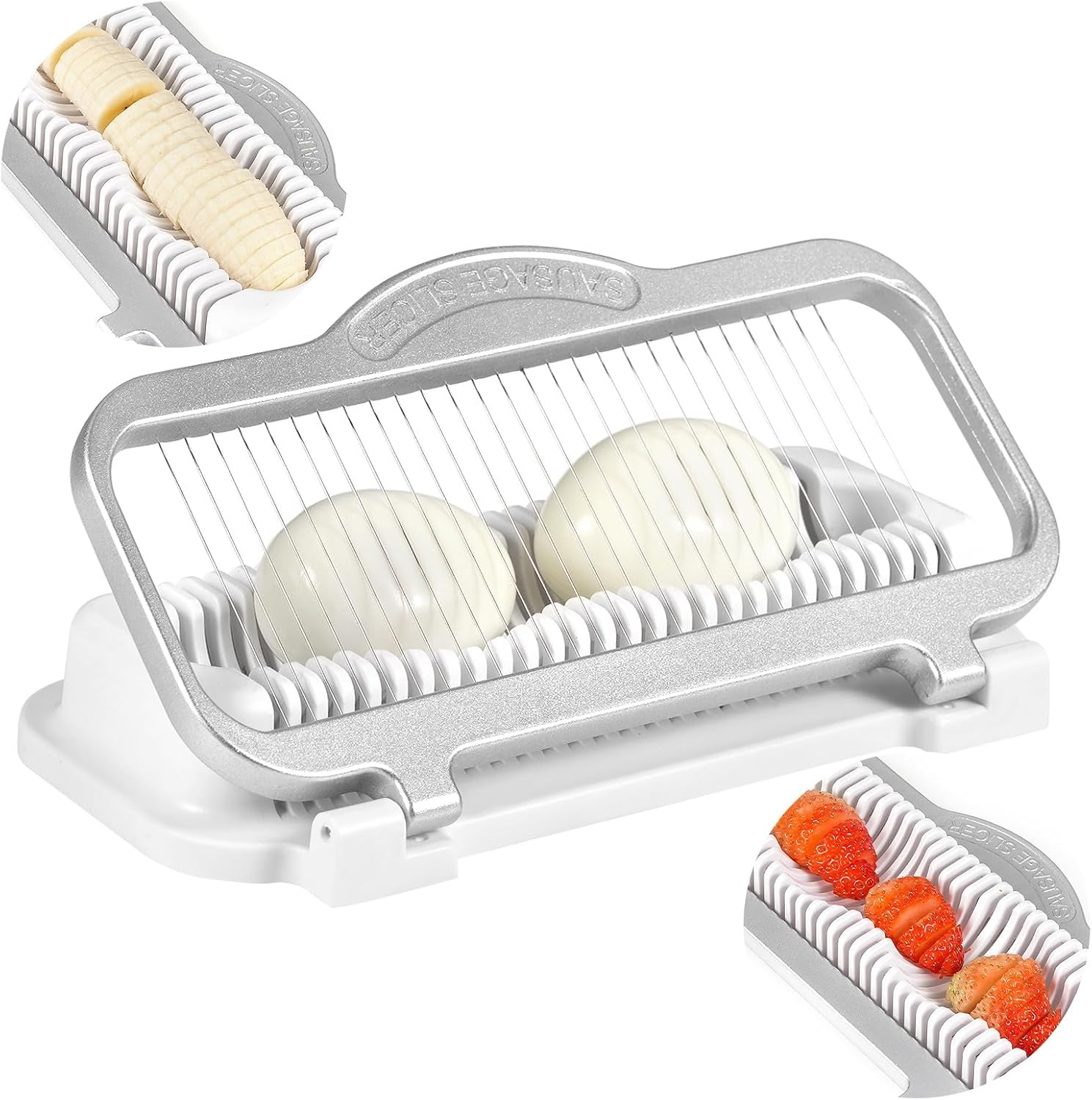 Multi‑Purpose Egg & Sausage Slicer, Stainless Steel Wire Food Cutter