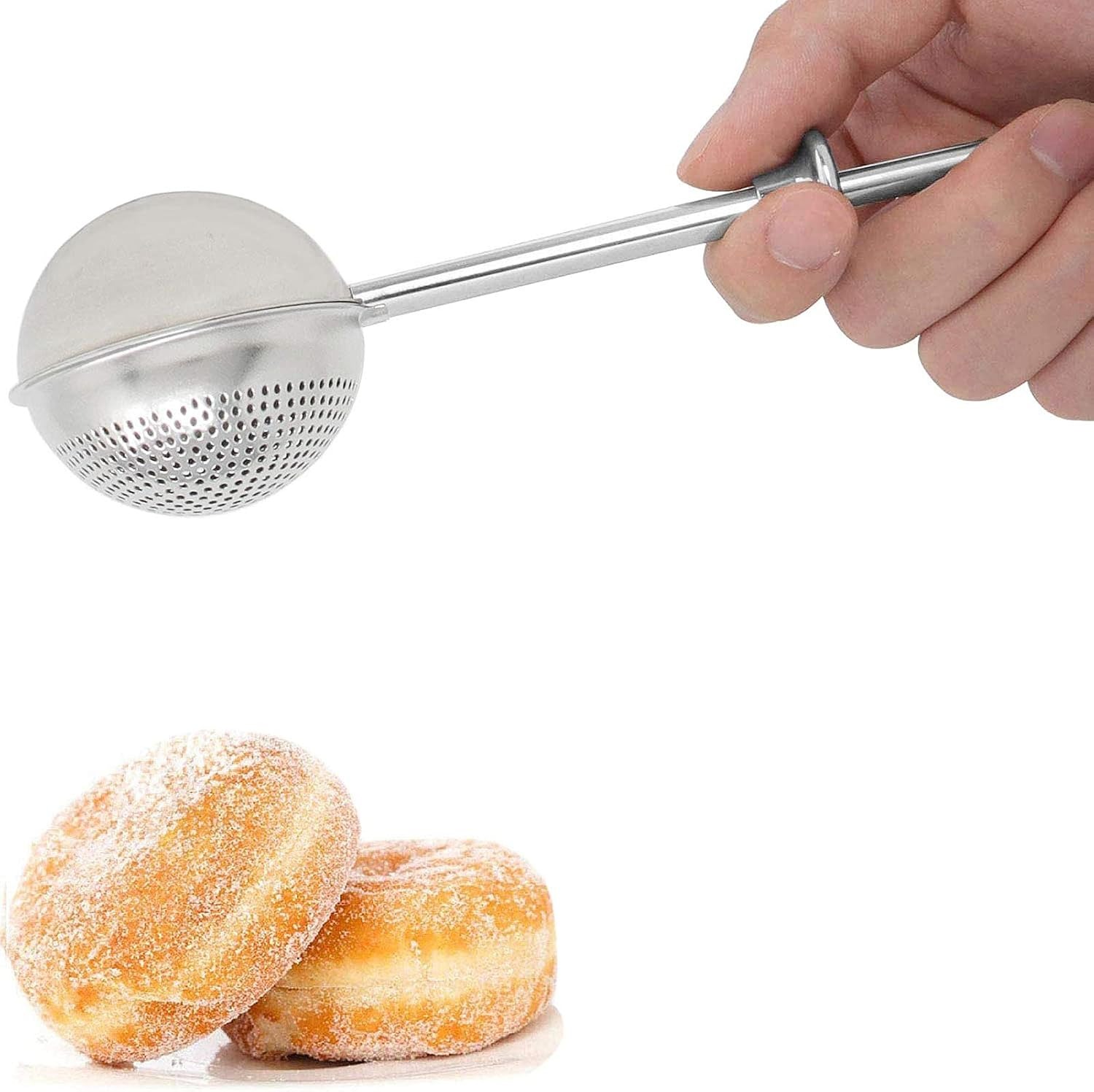 Stainless Steel Powdered Sugar Duster, Spring Handle Flour Sifter for Baking