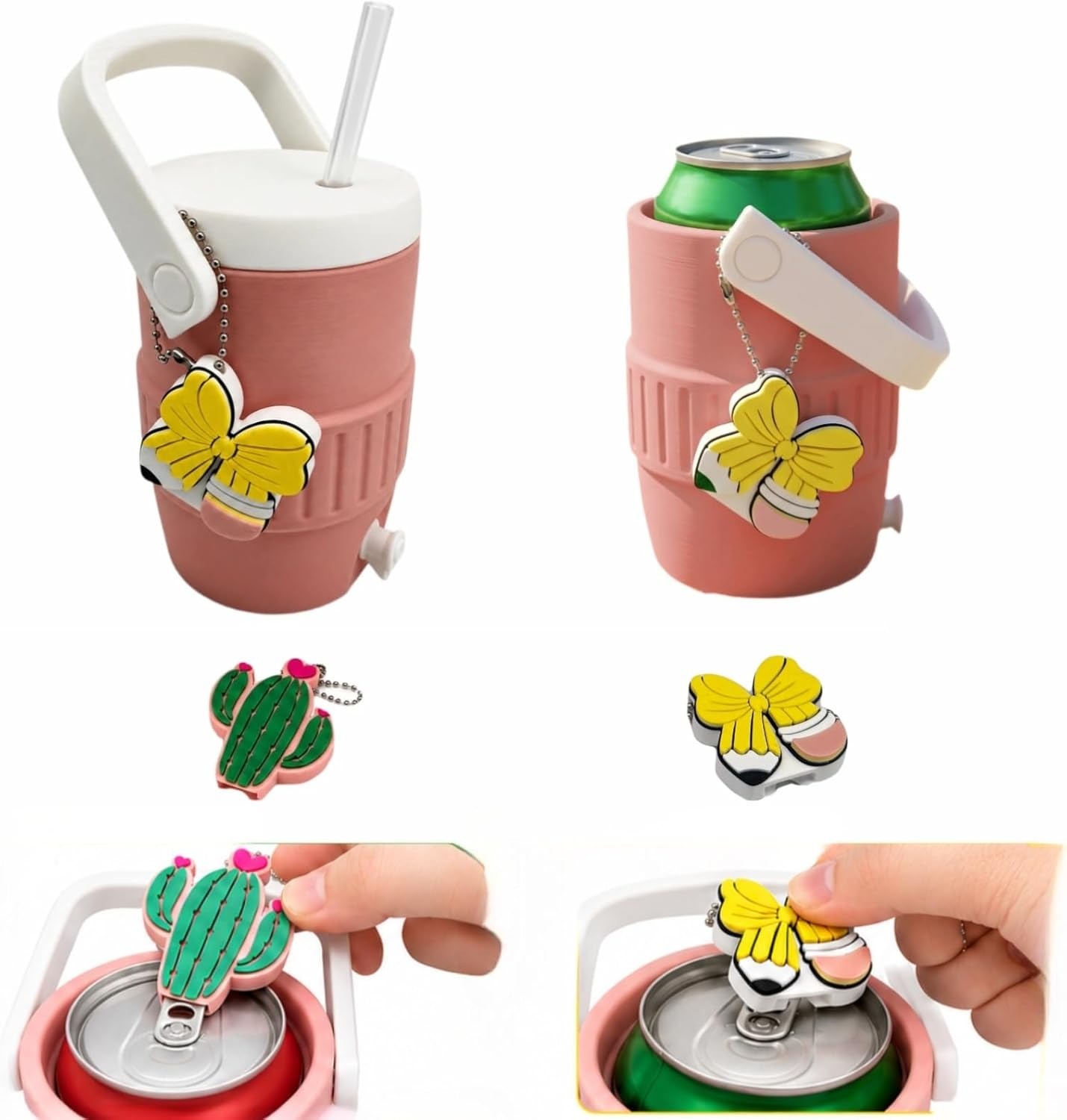 Cactus & Butterfly Can Opener, Cute Portable Beverage Can Tab Lifter for Slim Cans